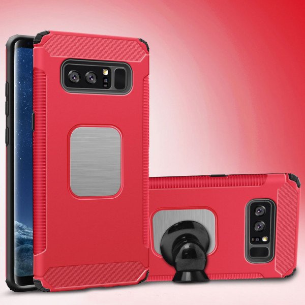 Wholesale Galaxy Note 8 Metal Plate Hybrid Case for Magnetic Holder (Red)